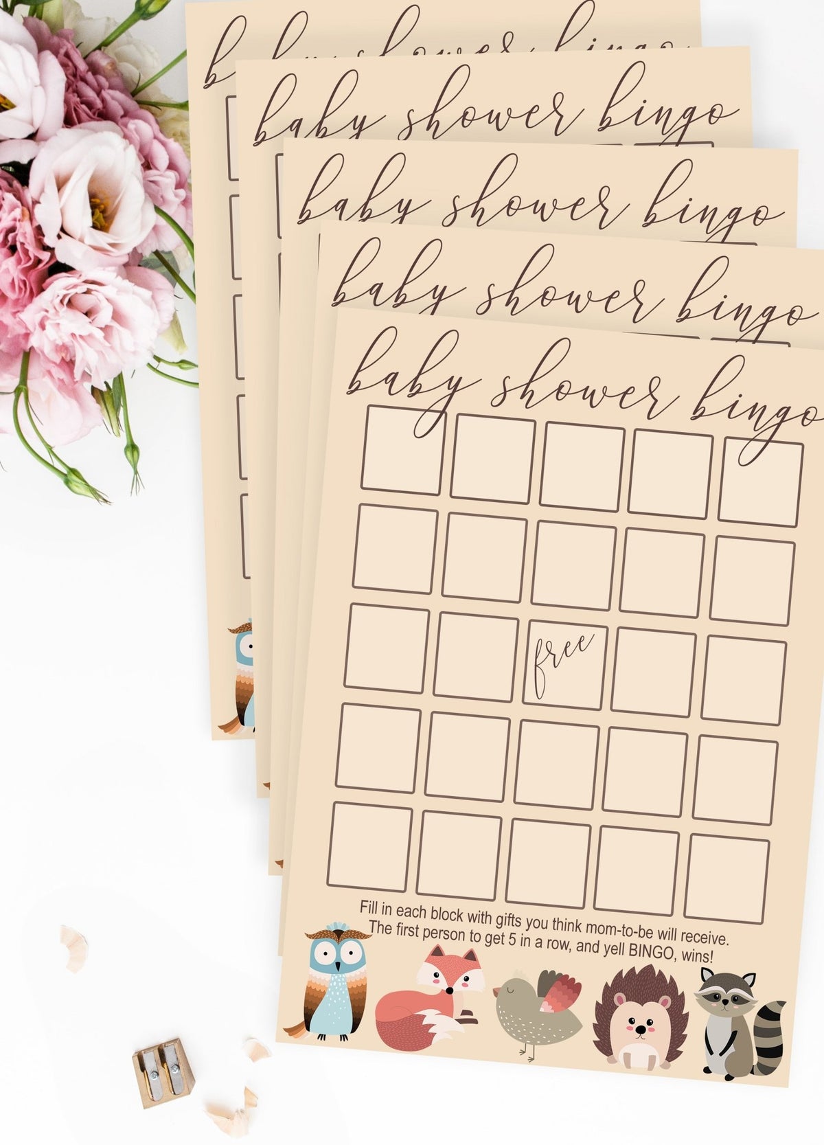 Baby Shower Bingo - Woodland Printable - Pretty Collected