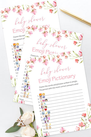 Baby Shower Emoji Pictionary - Spring Floral Printable - Pretty Collected