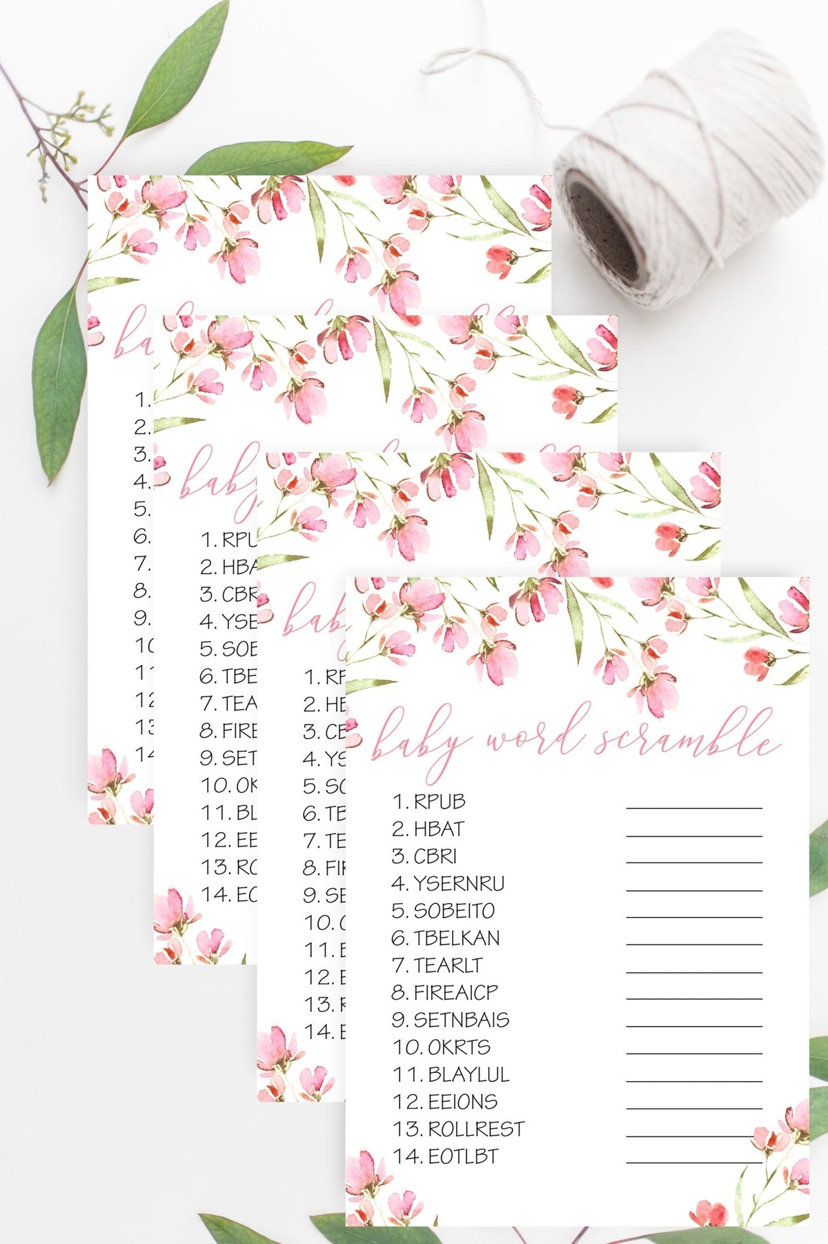 Baby Word Scramble - Spring Floral Printable - Pretty Collected