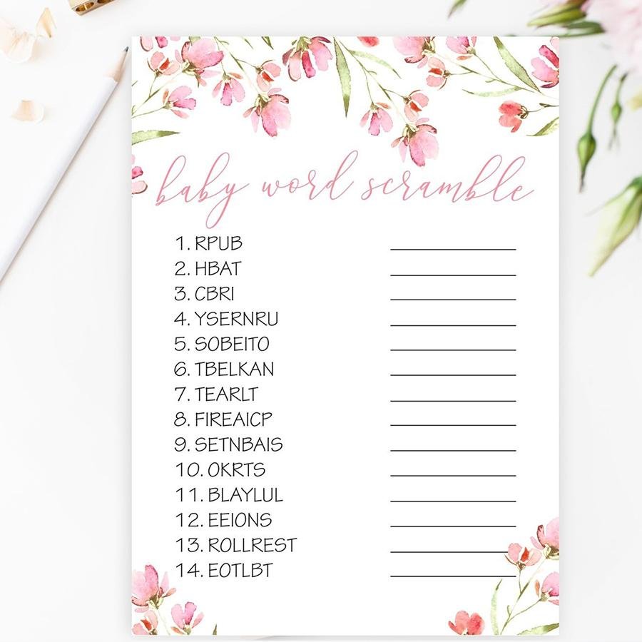 Baby Word Scramble - Spring Floral Printable - Pretty Collected baby-word-scramble-spring-floral-printable-pretty-collected