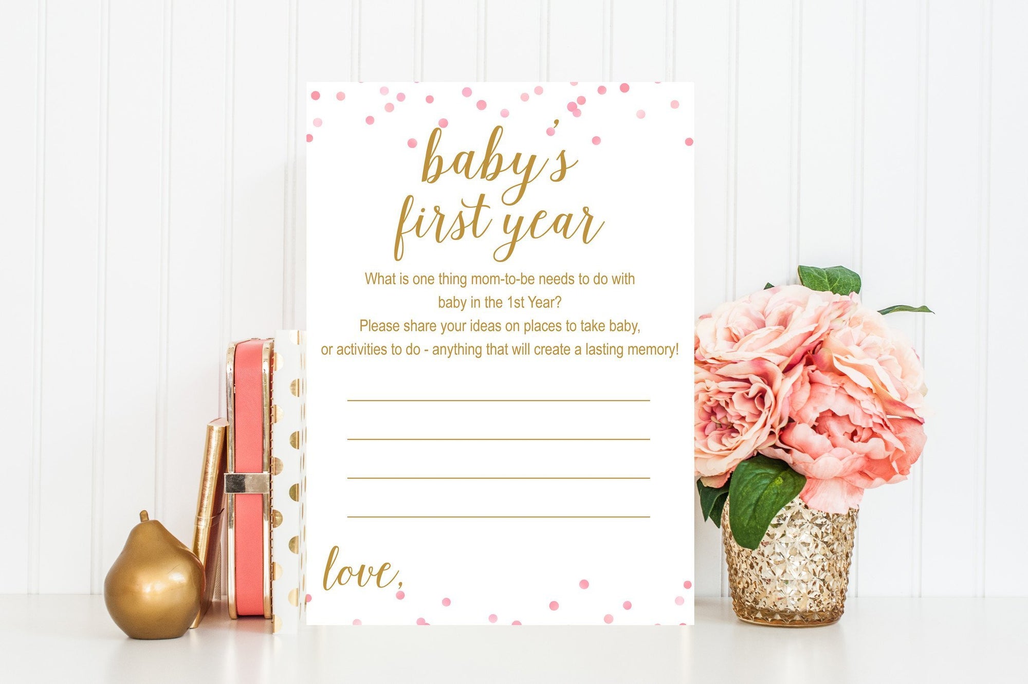 Baby's First Year - Gold & Pink Confetti Printable - Pretty Collected