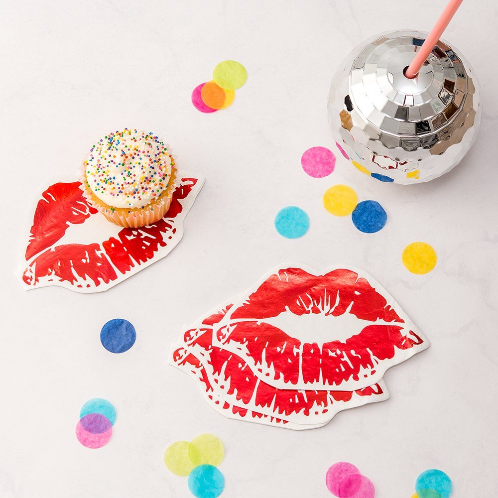 Red Foil Lips Napkins - Pretty Collected