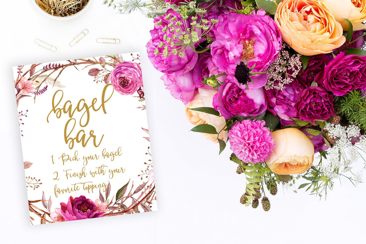 Bagel Bar Sign - Rustic Printable - Pretty Collected