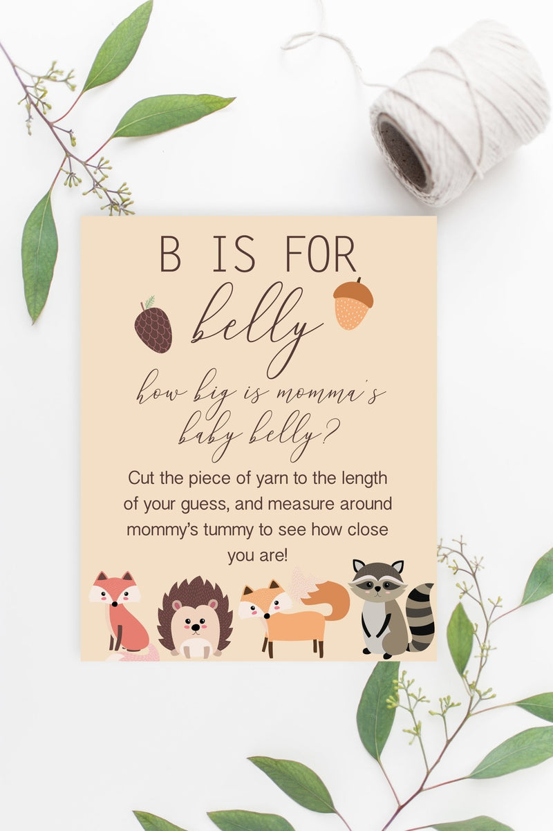 B is for Belly Sign - Woodland Printable