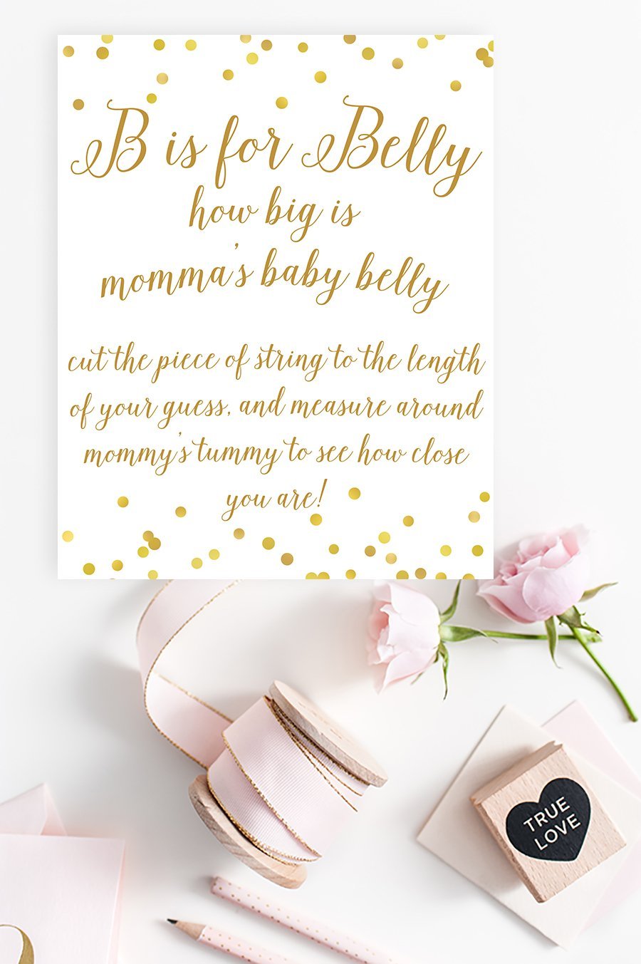 B is for Belly Sign - Gold Confetti Printable - Pretty Collected
