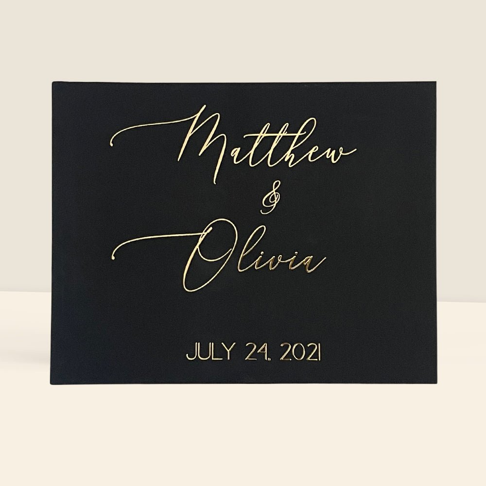 Black & Gold Foil Wedding Guest Book - The Olivia - Pretty Collected