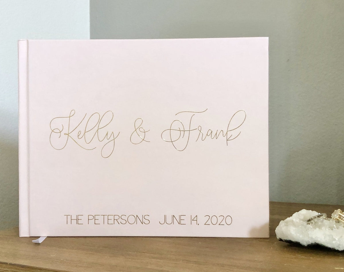 Blush Pink & Gold Foil Wedding Guest Book - The Kelly - Pretty Collected