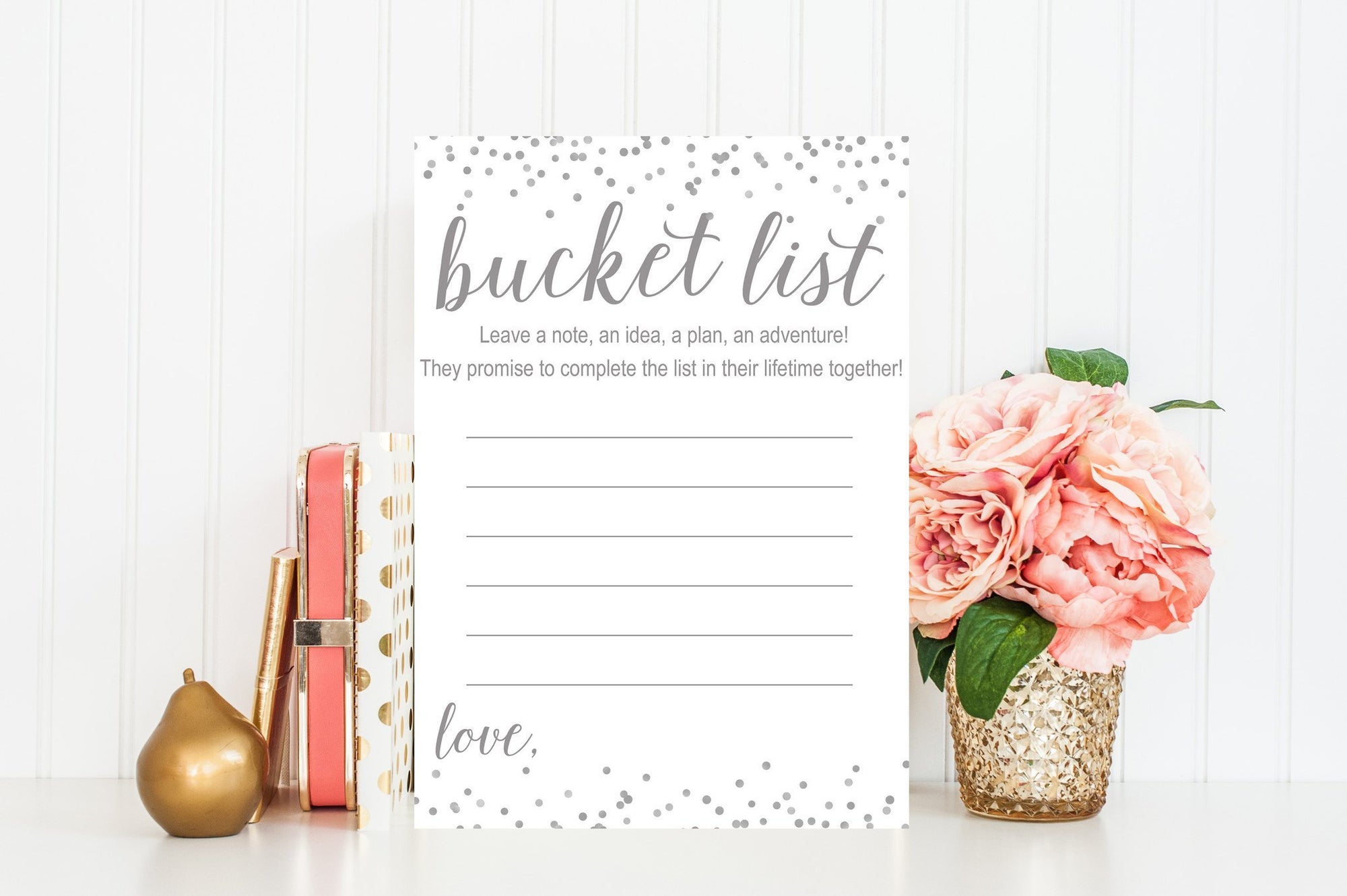 Bridal Shower Bucket List - Grey Printable - Pretty Collected