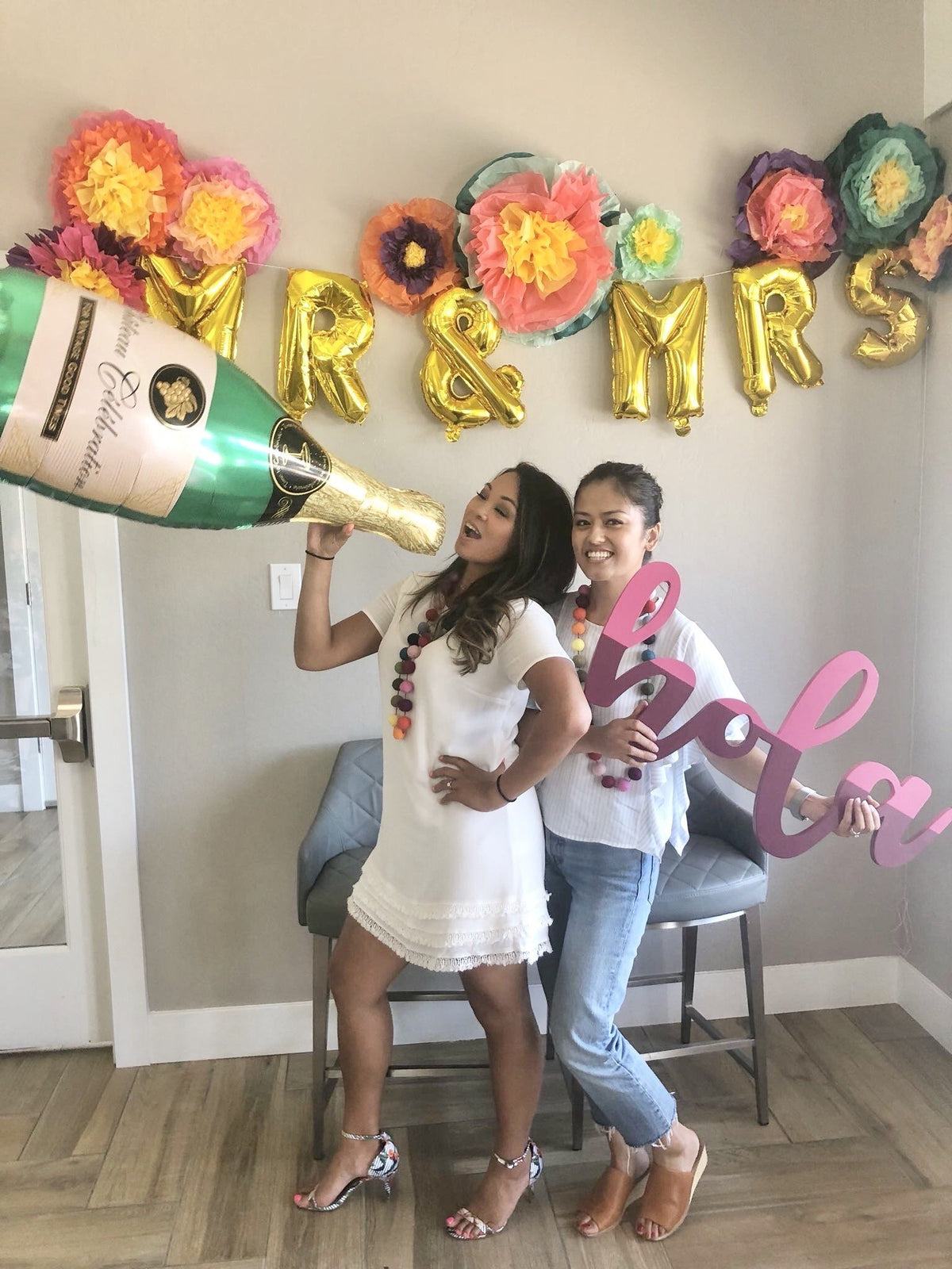 Champagne Bottle & Engagement Ring Balloon Set - Pretty Collected