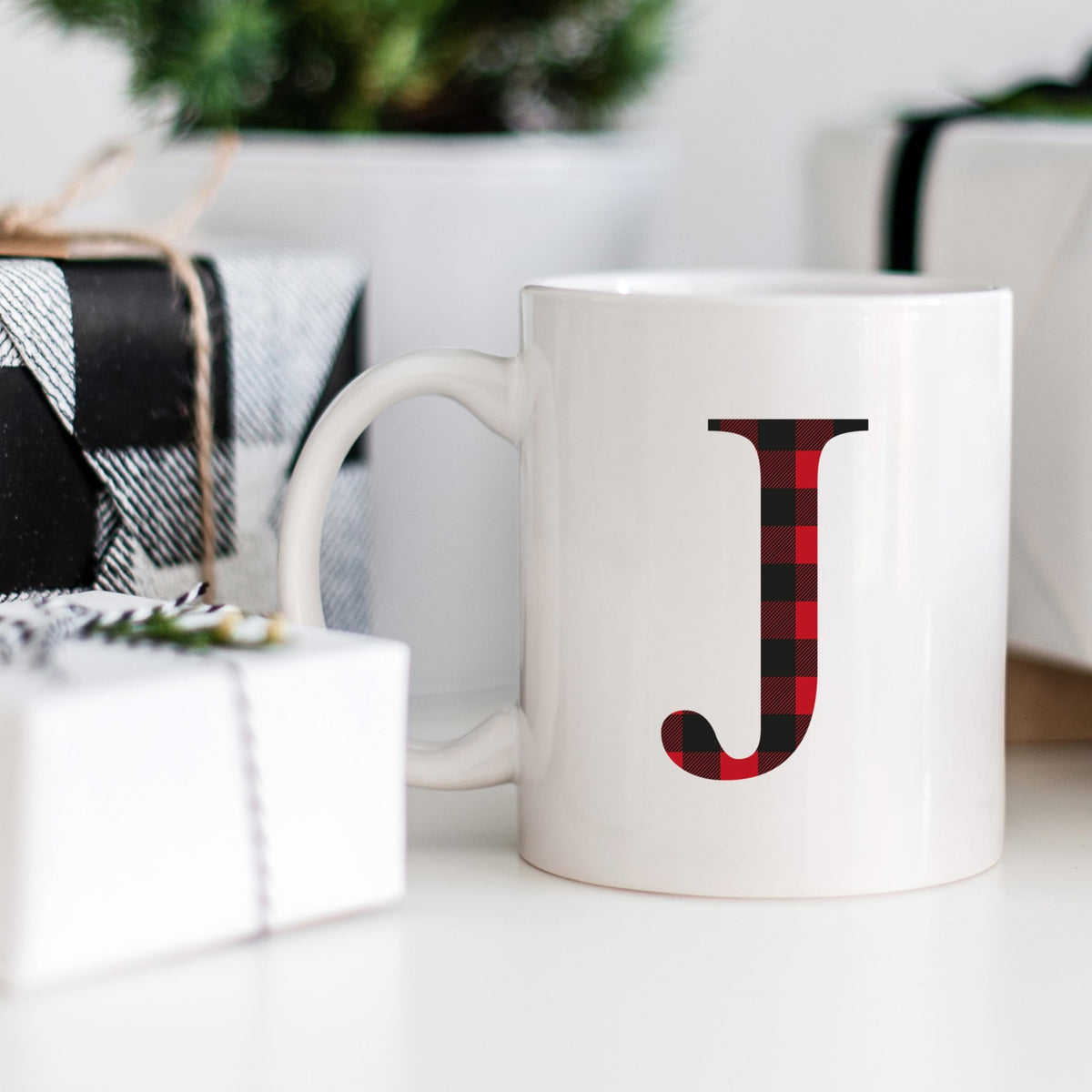 Buffalo Plaid Monogram Campfire Mug - Pretty Collected