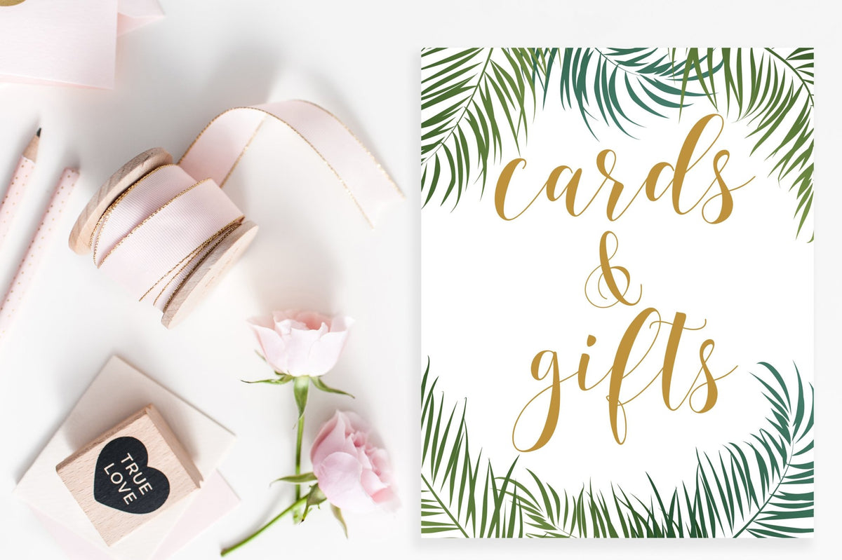 Cards & Gifts Sign - Tropical Printable - Pretty Collected
