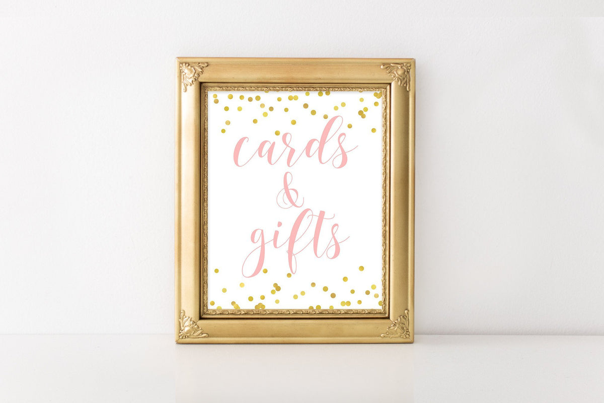 Cards & Gifts Sign - Pink & Gold Printable - Pretty Collected