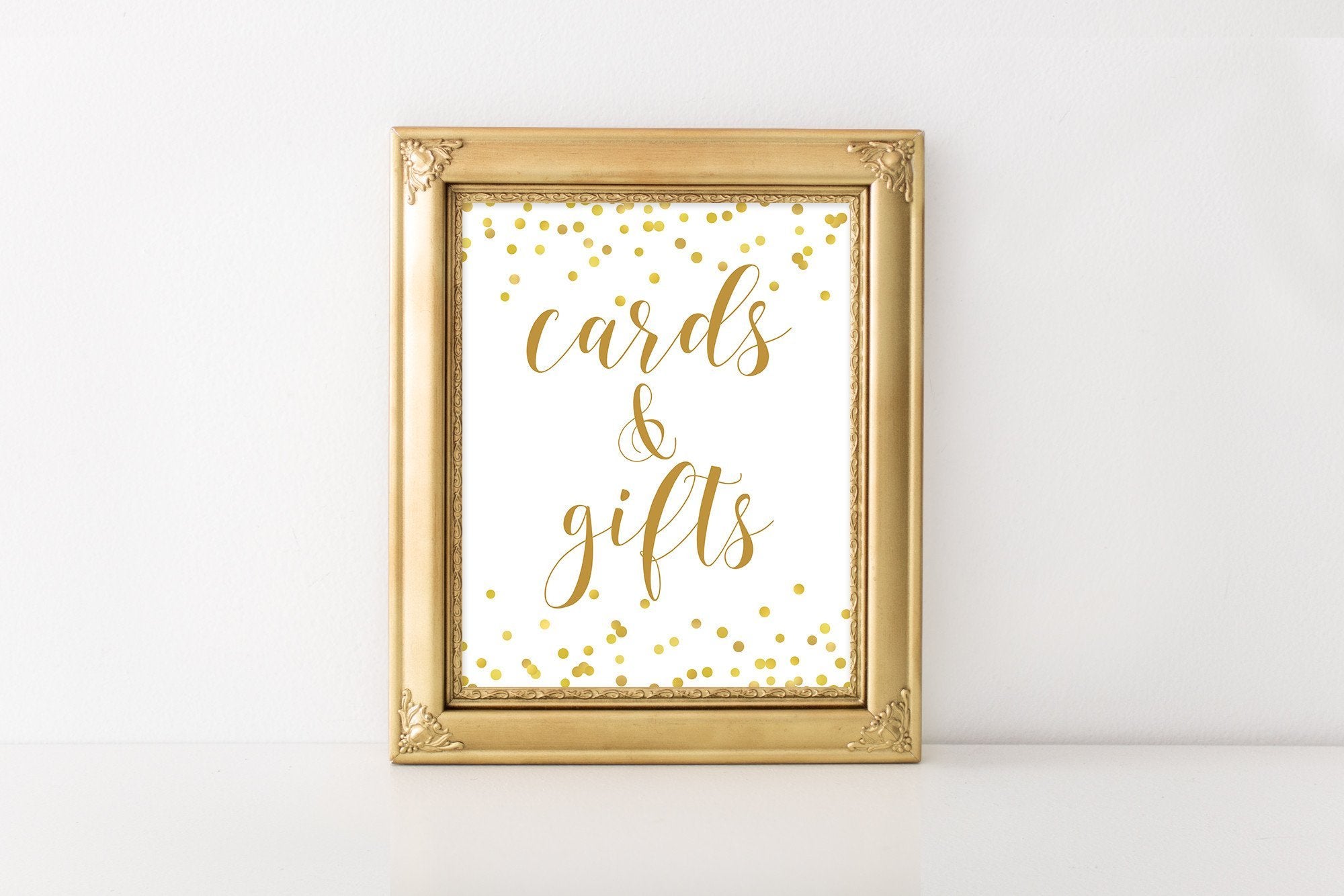 Cards & Gifts Sign - Gold Confetti Printable - Pretty Collected