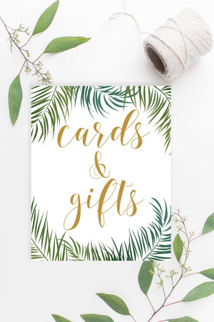 Cards & Gifts Sign - Tropical Printable - Pretty Collected