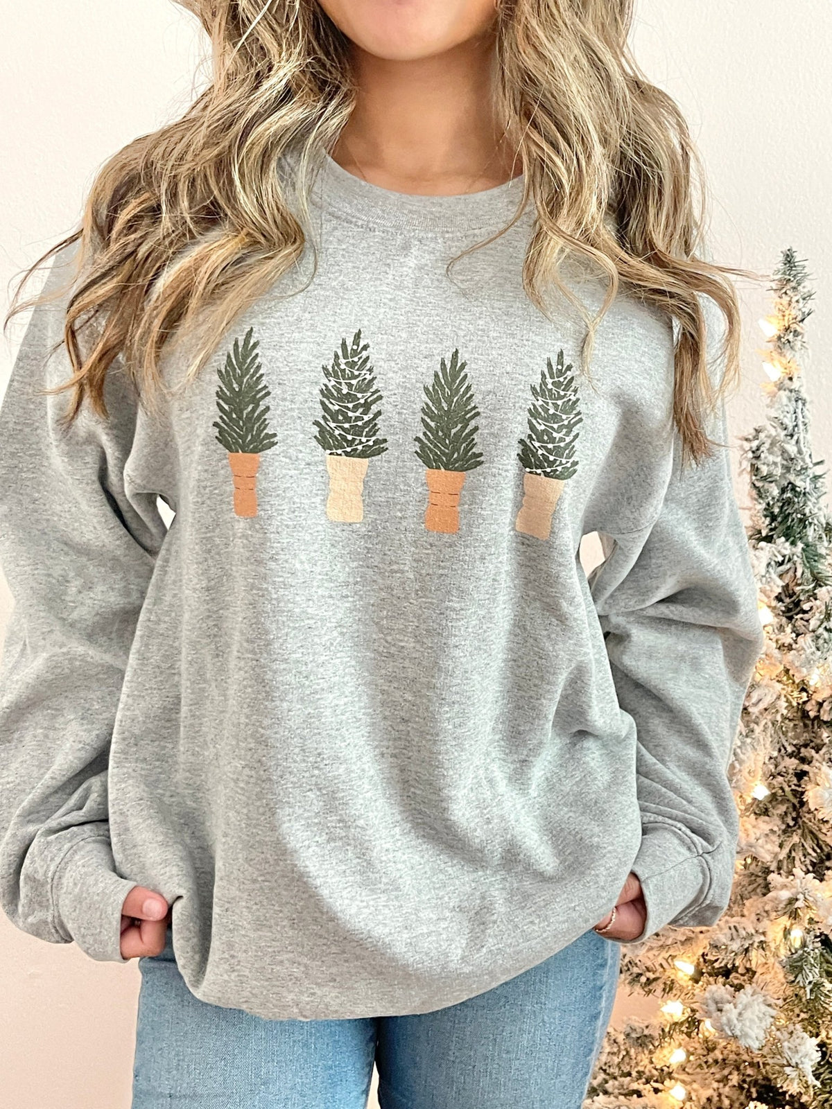 Christmas Trees Sweatshirt - Nudes - Pretty Collected