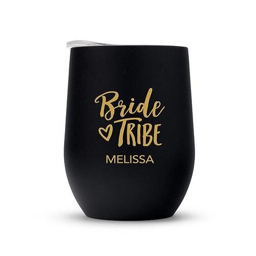 Personalized Bride Tribe Wine Tumbler - Black - Pretty Collected