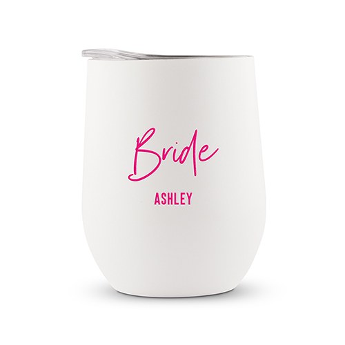 Personalized Bride Wine Tumbler - White - Pretty Collected