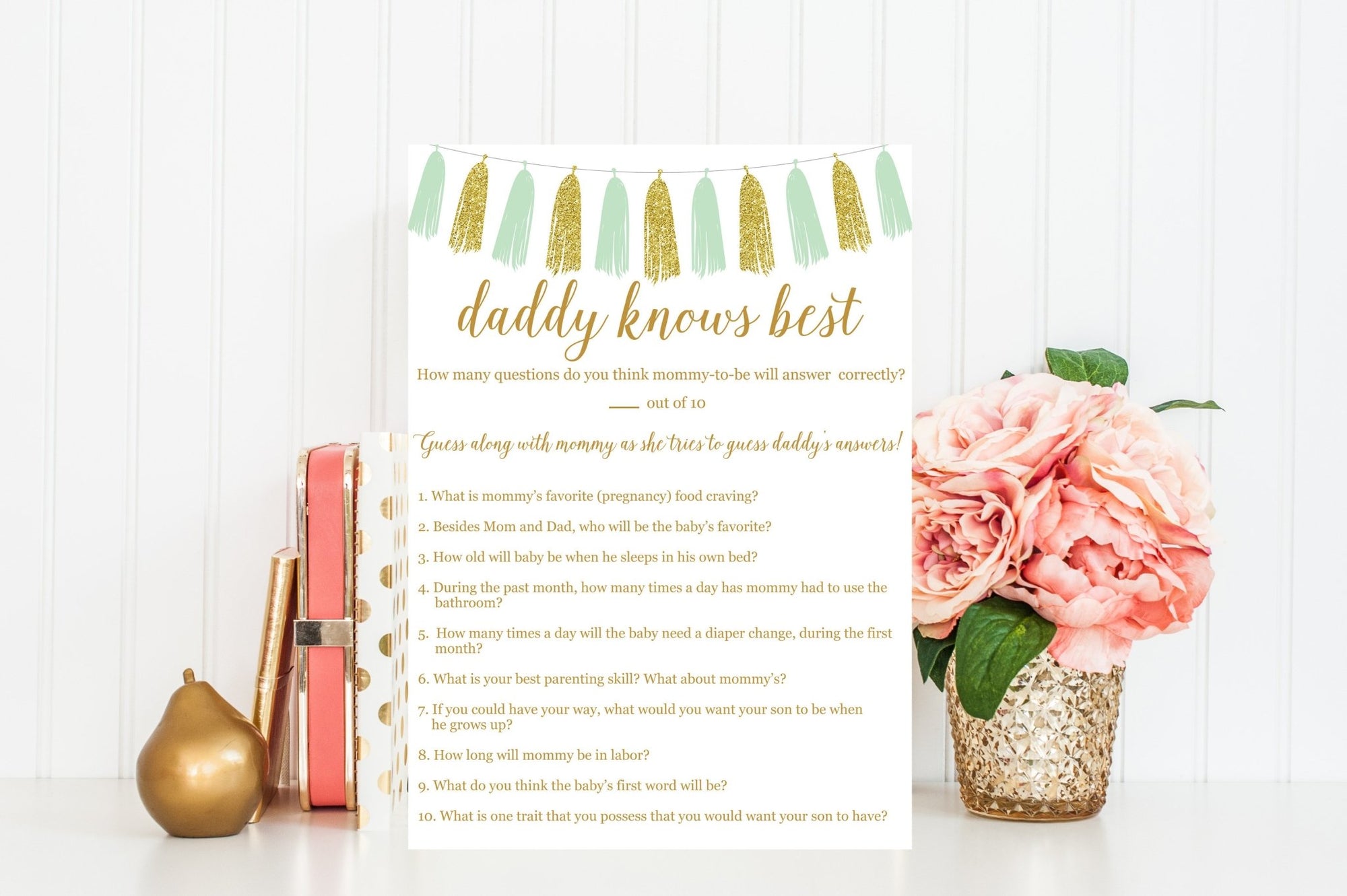 Daddy Knows Best (Boy) - Mint & Gold Tassel Printable - Pretty Collected