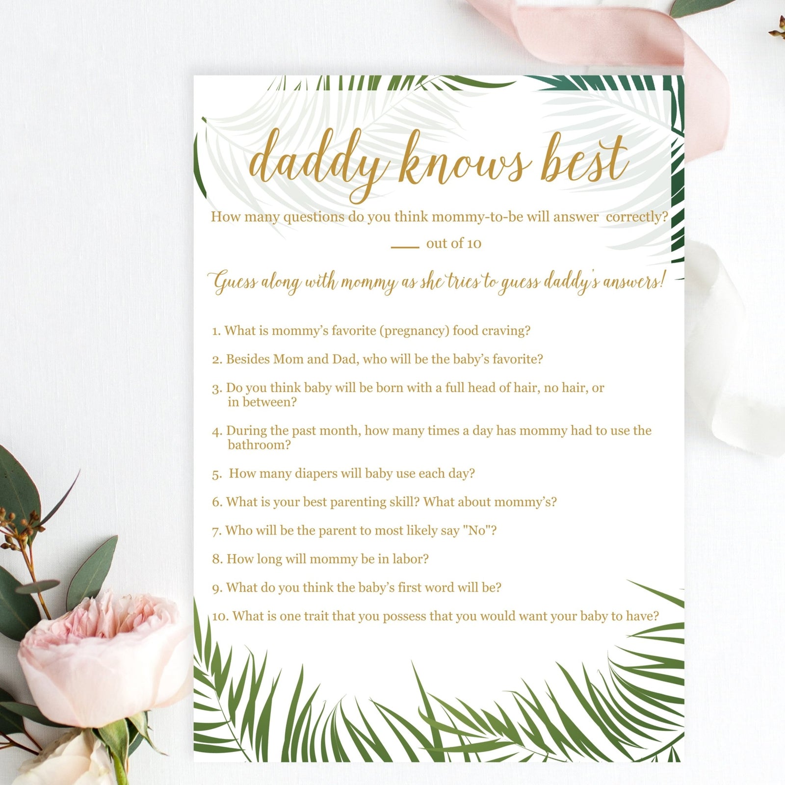 Daddy Knows Best (Gender Neutral) - Tropical Printable - Pretty Collected