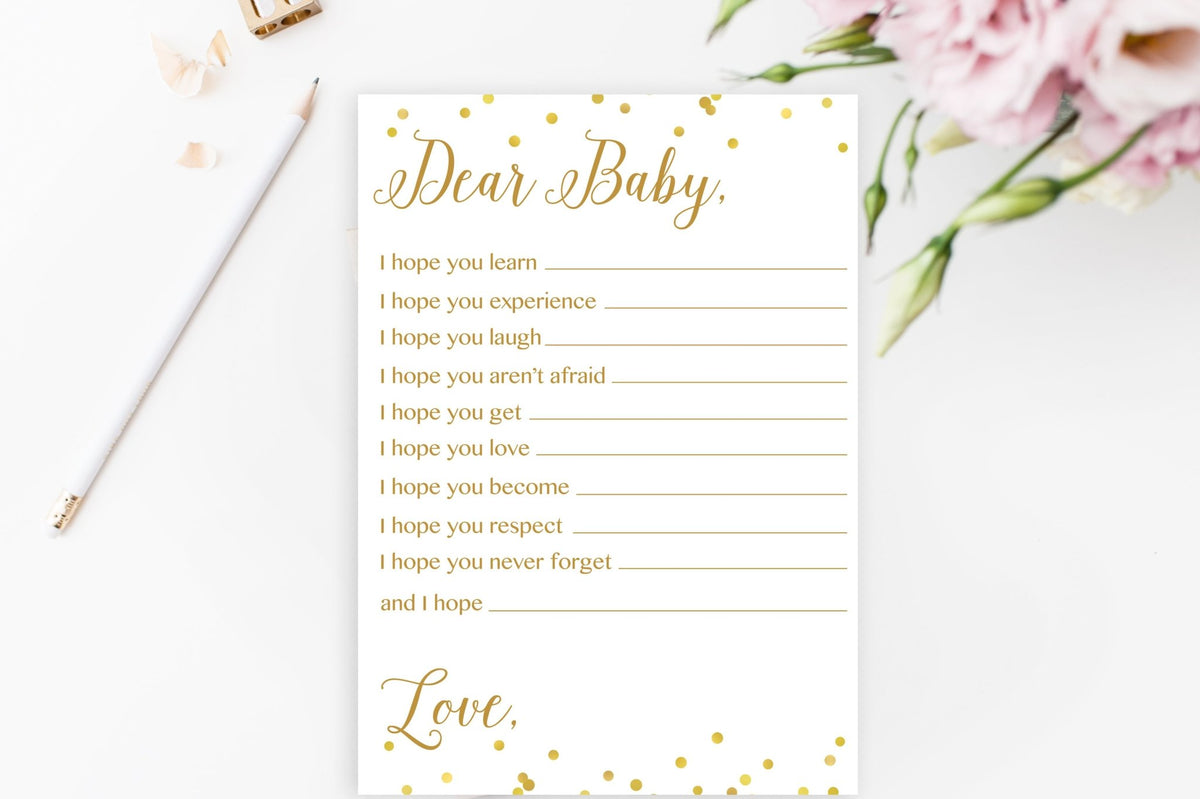 Dear Baby - Gold Confetti Printable - Pretty Collected
