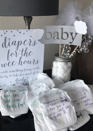 Diapers for the Wee Hours Sign - Grey Confetti Printable - Pretty Collected