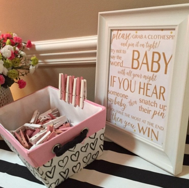 Don't Say Baby Sign - Gold Confetti Printable - Pretty Collected