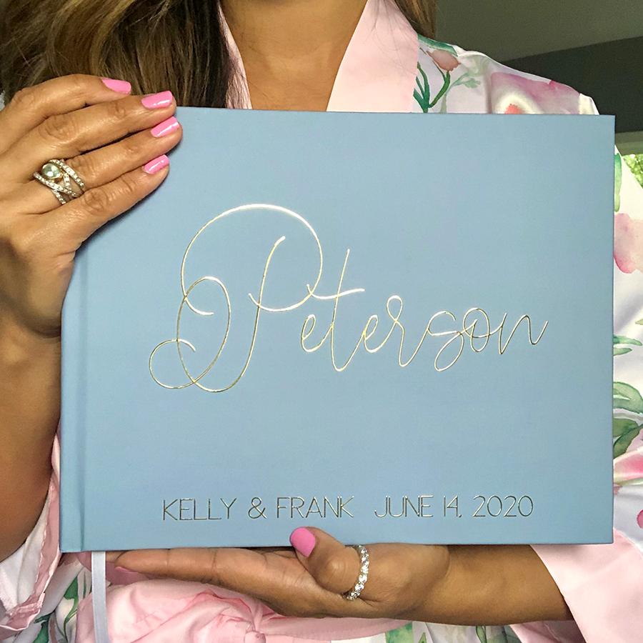 Dusty Blue & Gold Foil Wedding Guest Book - The Peterson - Pretty Collected