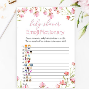 Baby Shower Emoji Pictionary - Spring Floral Printable - Pretty Collected