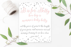 B is for Belly Sign - FREE Pink & Grey Confetti Printable - Pretty Collected