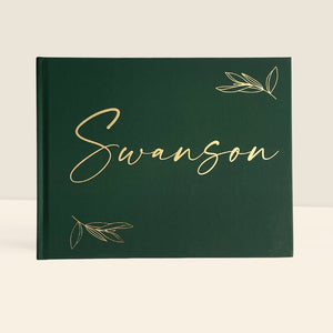 Modern Green Leaf Wedding Guest Book - The Swanson - Pretty Collected