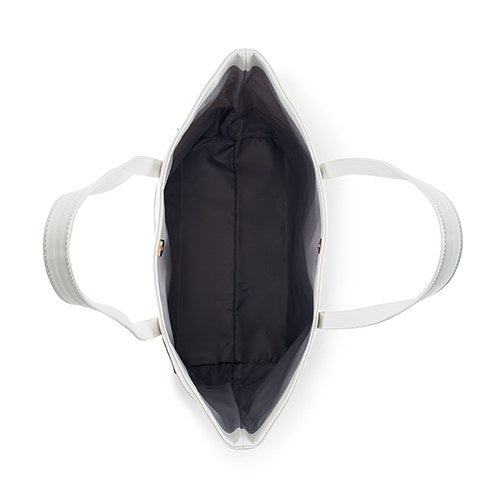 Monogram Faux Leather Tote - Navy & White - Pretty Collected