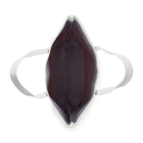 Monogram Faux Leather Tote - Pink & White - Pretty Collected