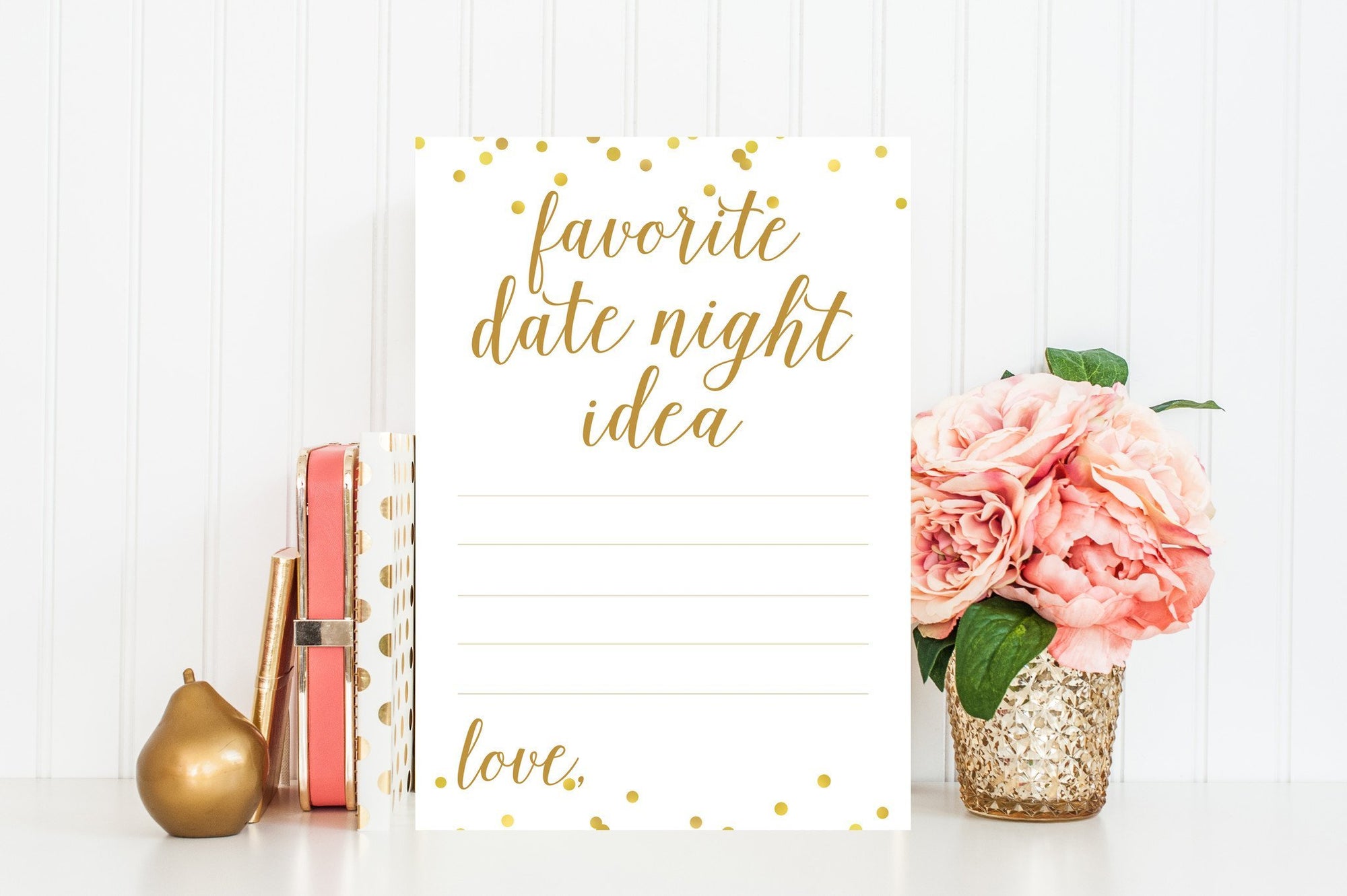 Favorite Date Night Idea - Gold Confetti Printable - Pretty Collected