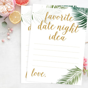 Favorite Date Night Idea - Free Tropical Bridal Shower Printable - Pretty Collected