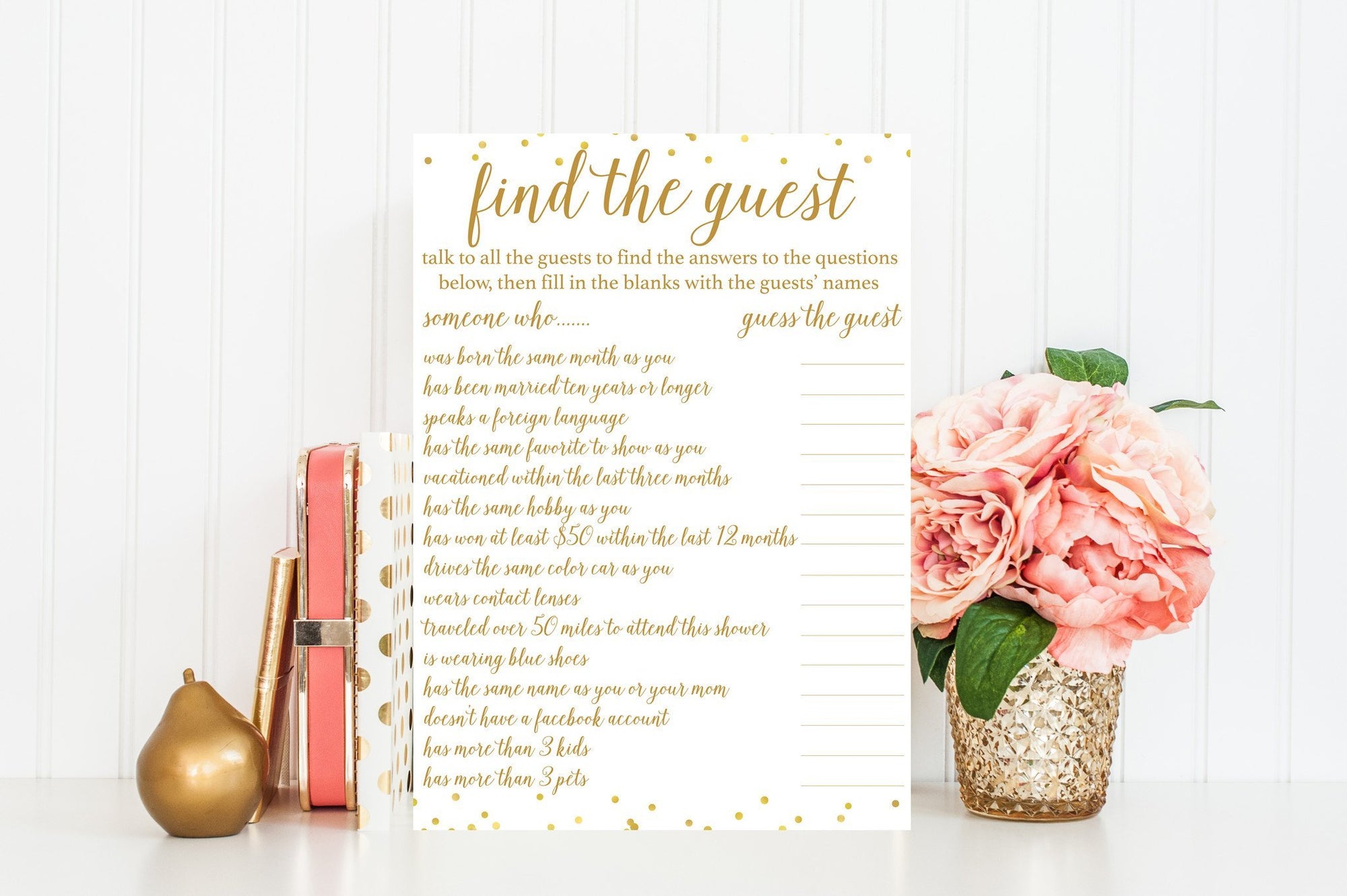 Find the Guest - Gold Confetti Printable - Pretty Collected