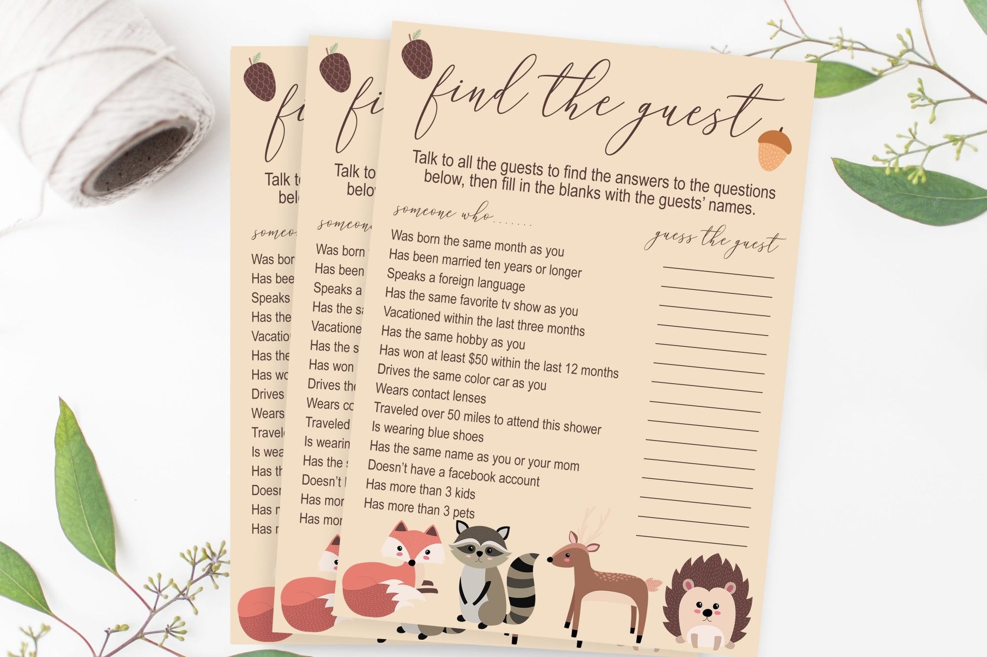 Find the Guest - Woodland Printable - Pretty Collected