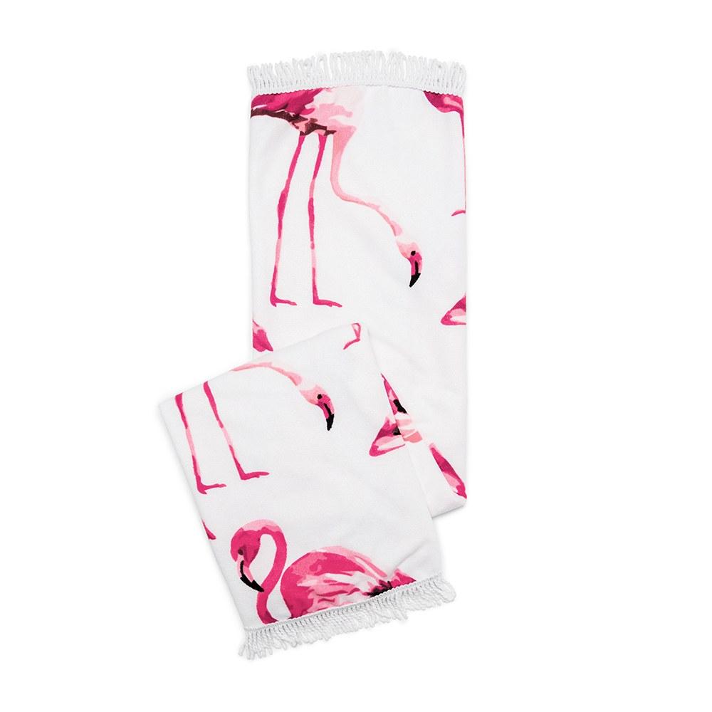 Embroidered Towels, Pretty in Pink Flamingo Embroidered Hand Towel,  Bathroom Towels