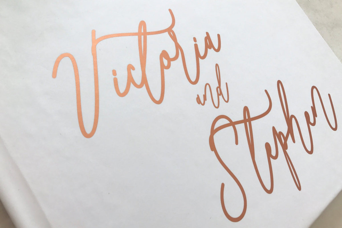 Matte Rose Gold Foil Wedding Guest Book - The Victoria - Pretty Collected