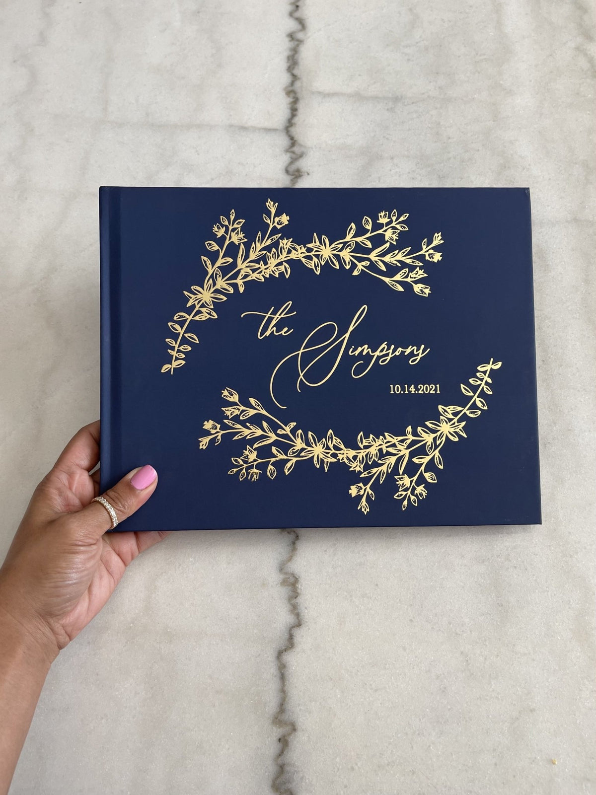 Navy Floral Wedding Guest Book - The Simpsons - Pretty Collected