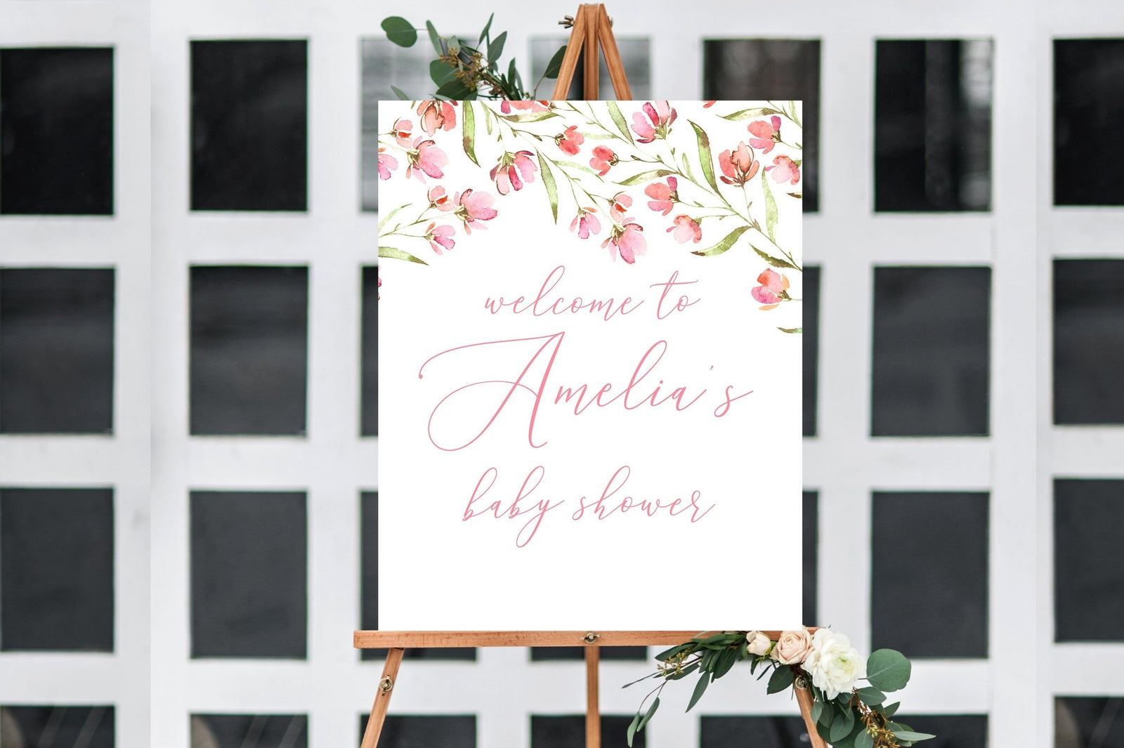 Baby Shower Welcome Sign - Spring Floral Printable - Pretty Collected