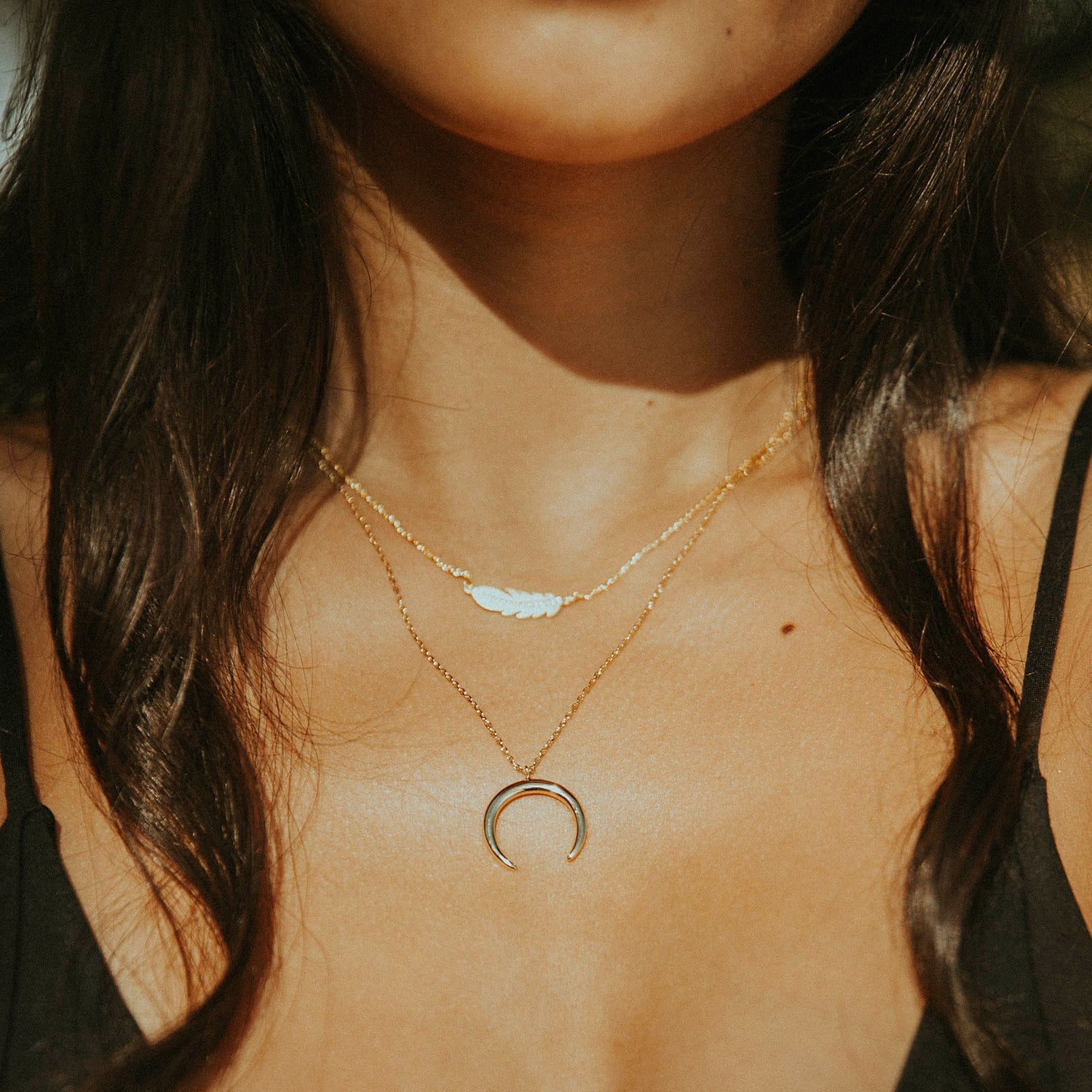 Cassie Gold Crescent Moon Necklace - Pretty Collected