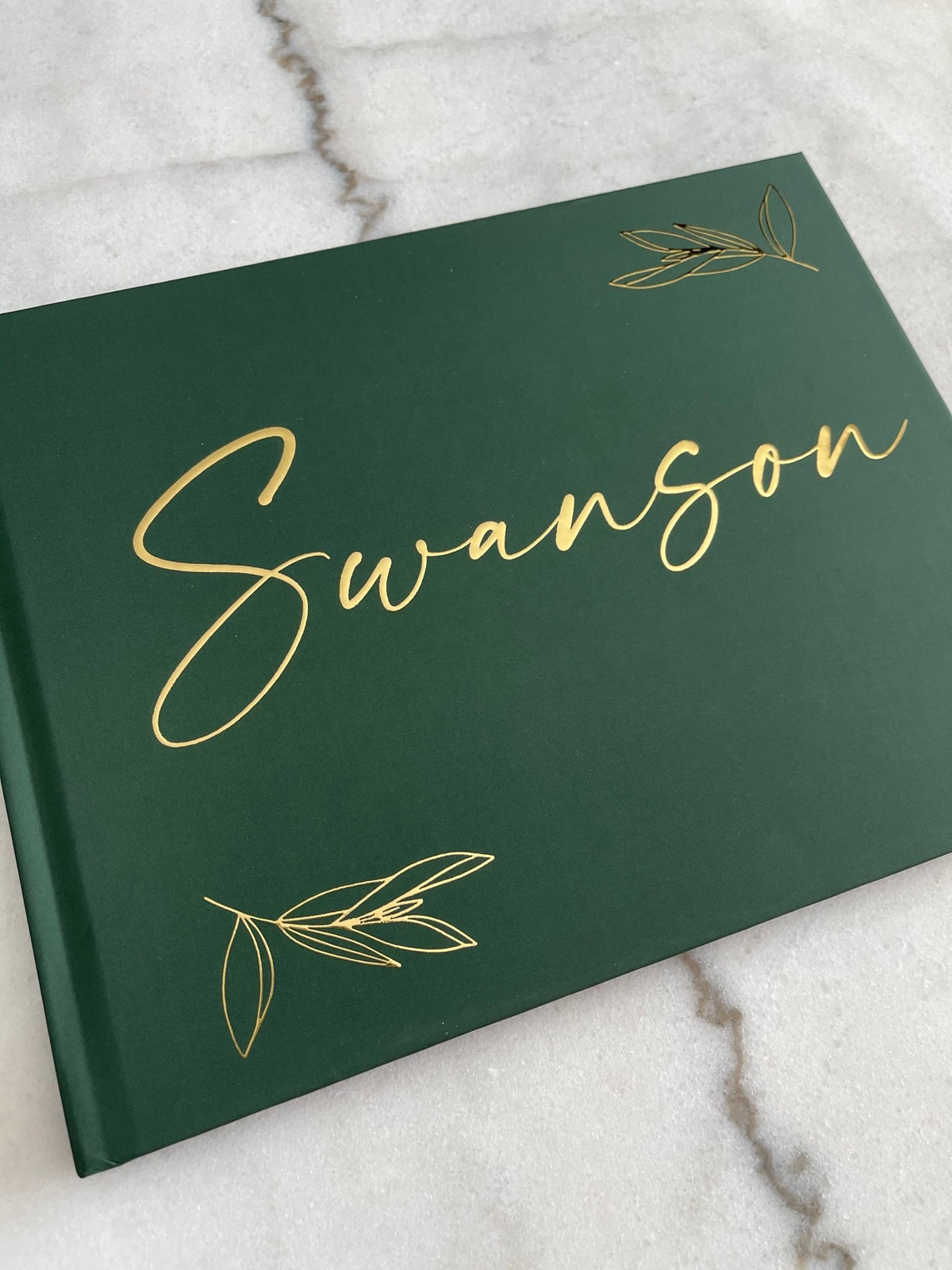 Modern Green Leaf Wedding Guest Book - The Swanson - Pretty Collected