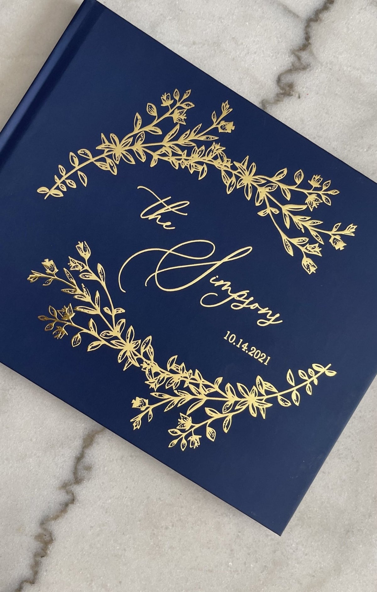 Navy Floral Wedding Guest Book - The Simpsons - Pretty Collected