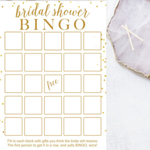 Bridal Shower Bingo - Gold Confetti Printable - Pretty Collected
