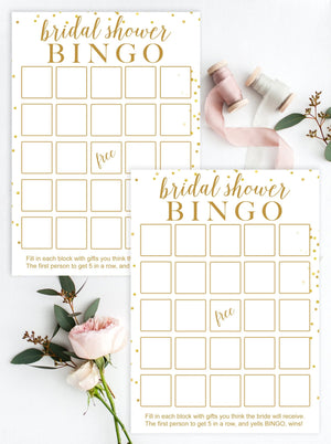 Bridal Shower Bingo - Gold Confetti Printable - Pretty Collected