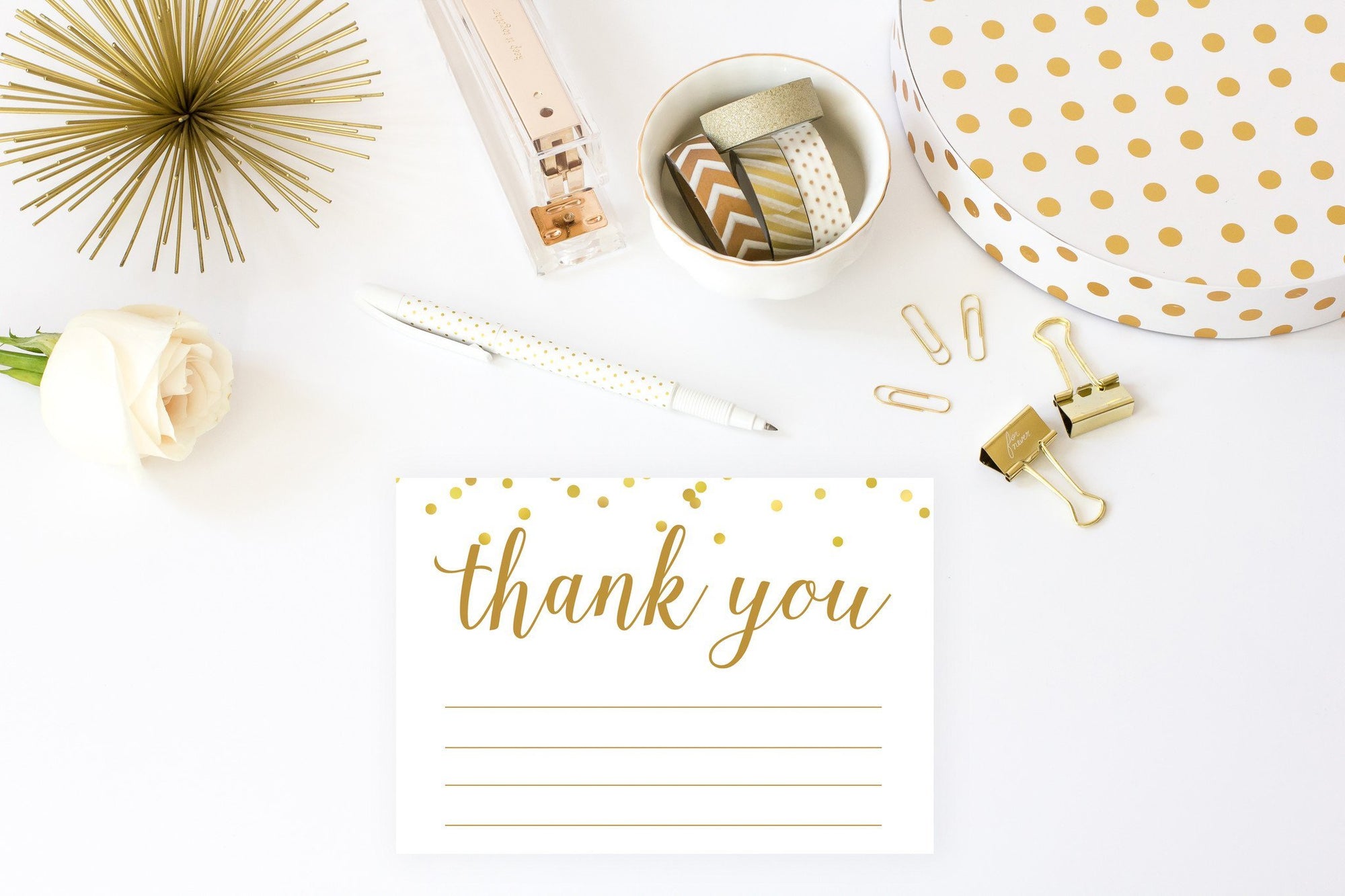 Thank You Cards - Gold Confetti Printable - Pretty Collected