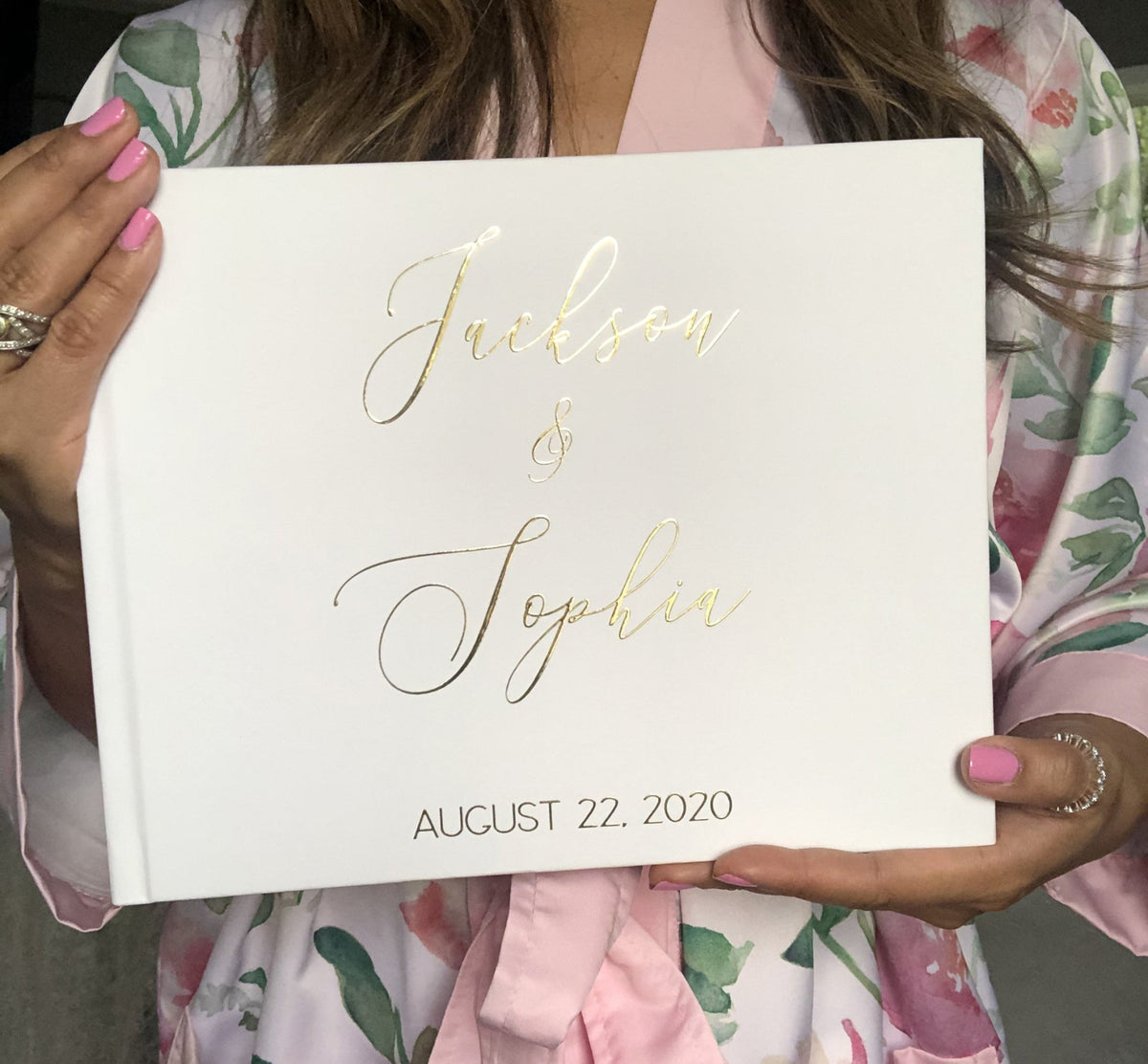 White & Gold Foil Wedding Guest Book - The Jackson - Pretty Collected