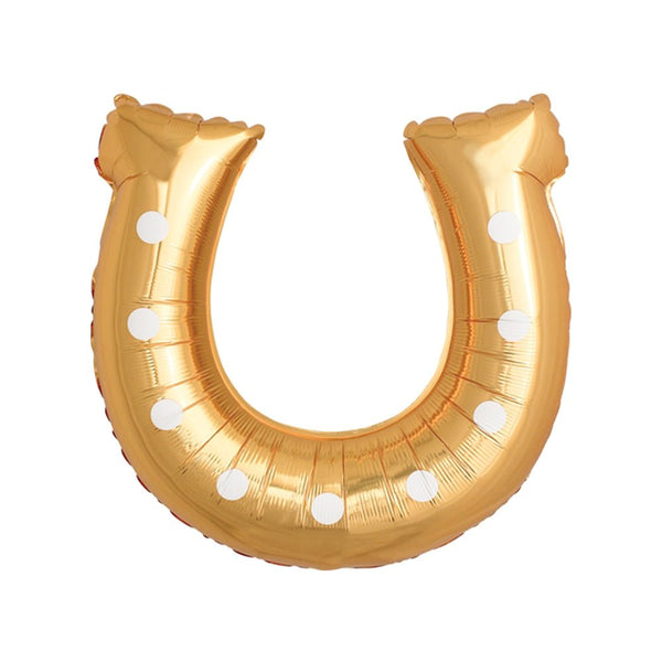 Gold Foil Horseshoe Silhouette Party Cutout - Western Theme Decor (1 Count, 17 Inches)