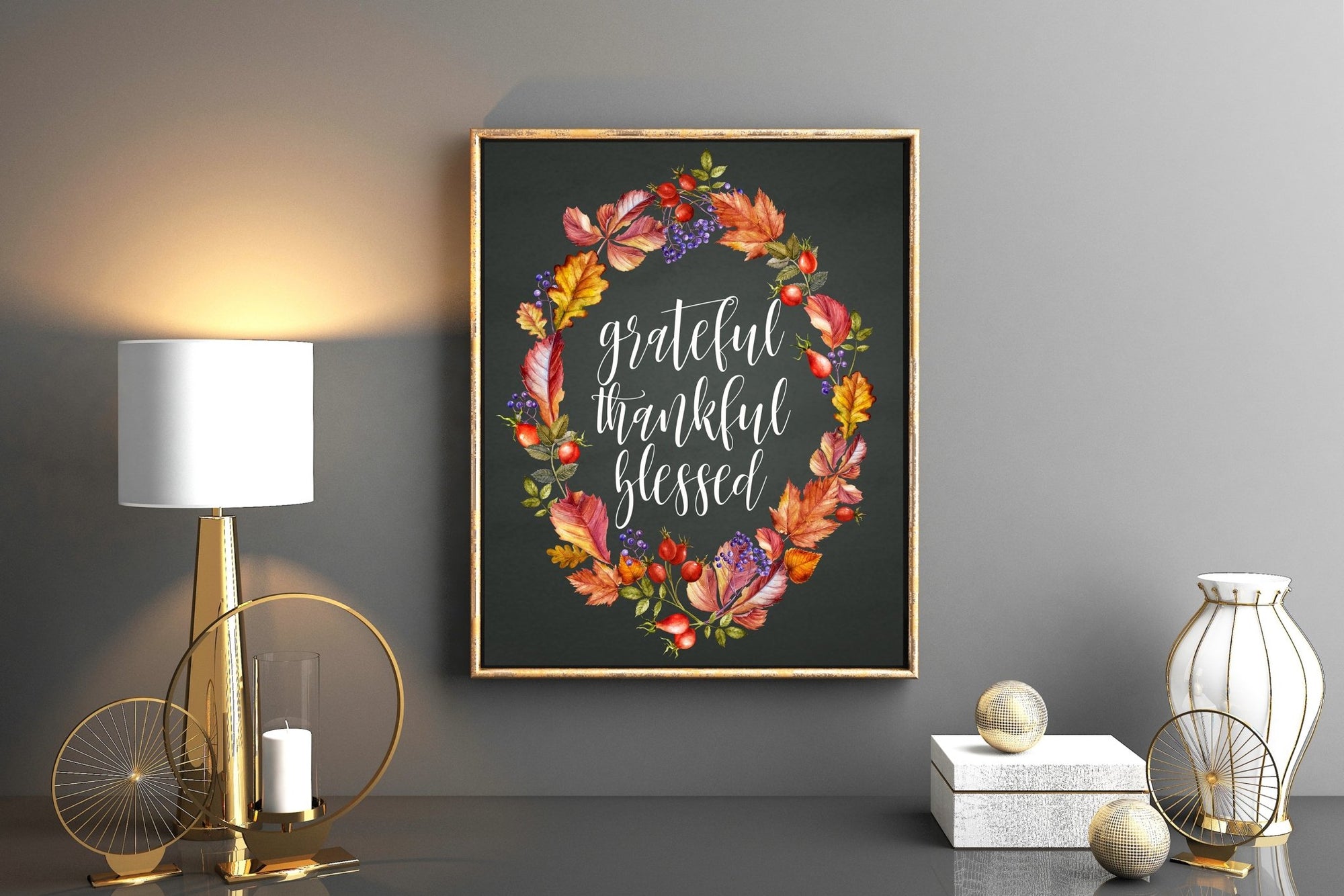 Grateful Thankful Blessed - FREE Printable - Pretty Collected