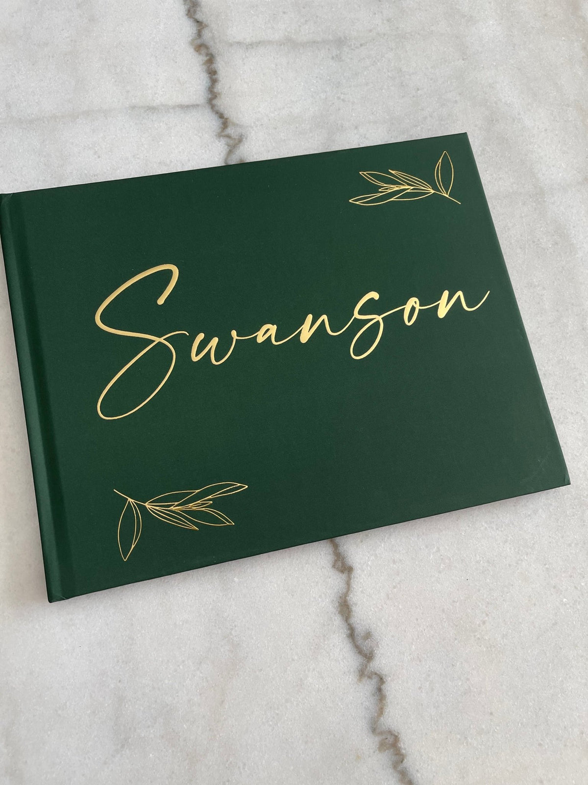 Modern Green Leaf Wedding Guest Book - The Swanson - Pretty Collected
